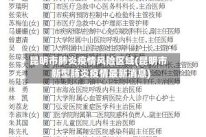 昆明市肺炎疫情风险区域(昆明市新型肺炎疫情最新消息)